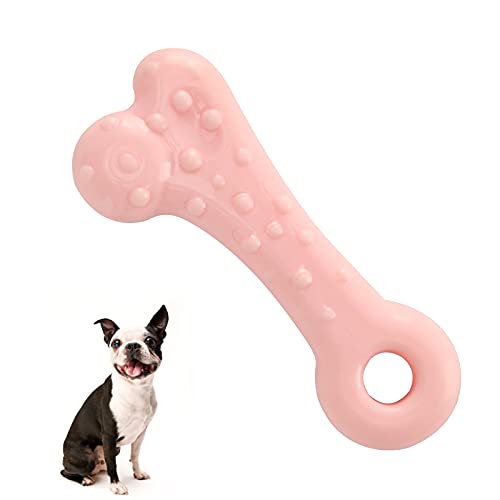 Agatige Kauspielzeug für Hunde, Kauspielzeug für Welpen in Knochenform zum Trainieren und Reinigen der Zähne(Rosa) von Agatige