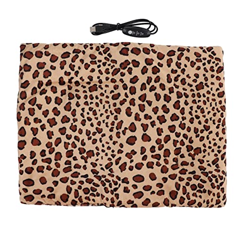 Agatige USB-Heizkissen, Haustier-Heizkissen, waschbares, faltbares Tuch, 3 Temperatureinstellungen, USB-Aufladung, beheiztes Haustier-Heizkissen 9 W für Katzen und Hunde, 37 x 47 cm (Leopardenmuster) von Agatige