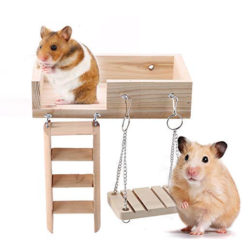 Hamster Leiter Spielzeug, Holz Rennmaus Krabbelleiter Hamster Krabbelleiter Lustige Schaukel Plattform Spielzeug Set für Hasen Kleintiere von Agatige