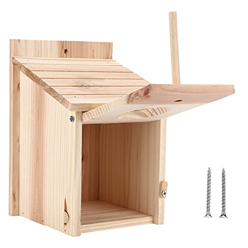 Holz-Vogelhäuser mit Stehstange, natürliche DIY-Vogelhaus-Zuchtbox aus Holz für den Außenbereich von Agatige