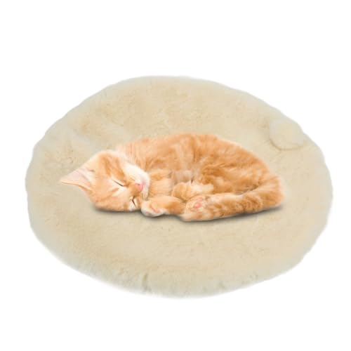 Katzenbetten für Hauskatzen, 4 cm/1,6 Zoll Dicke Kätzchen Runde Bett Haustier Welpen Schlafmatte Waschbares Hundekissen mit Anti-Rutsch Boden, Hundebett Weiches Matten Spielball Hundematte für Kiste von Agatige