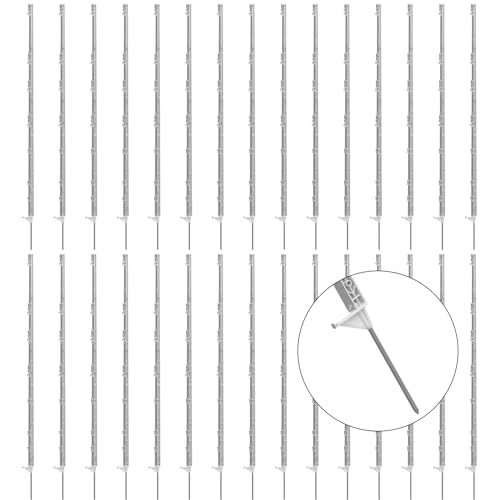 Agrarzone [30x Kunststoff Weidezaunpfähle 156cm, Einzeltritt, weiß - Stabiler Weidezaunpfahl - langlebige Kunststoffpfähle 11 Ösen - ideal für Hühnerzaun, Absperrzaun für Hunde, Garten Zaun Pfahl von Agrarzone