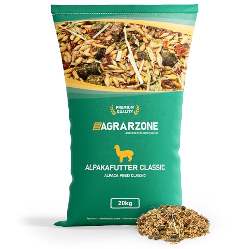 Agrarzone Alpakafutter Classic 20 kg - Protein- & energiearmes Müsli für Alpakas, Lamas, Kamele & Pferde - Mit Gerste, Luzerne & Apfeltrester - Qualitätsfutter aus Österreich von Agrarzone