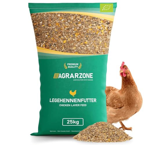 Agrarzone Bio Legehennenfutter Legemehl 25 kg - Staubfreies Körnerfutter für Hühner & Legehennen - Steigert Legeleistung & Eierqualität - Hühner Futter Streufutter ohne Gentechnik von Agrarzone