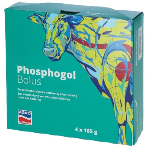 Agrochemica Phosphogol Bolus | 4 x 185 g | Ergänzungsfuttermittel für Milchkühe | Zum Ausgleich von Phosphordefiziten nach der Kalbung | Hoher Gehalt an Phosphor von Agrochemica