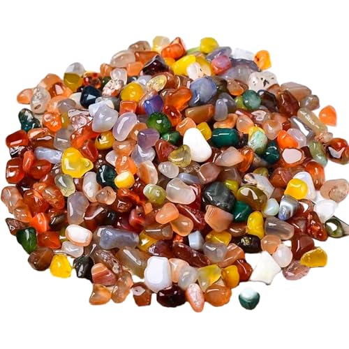 AhLmA 200g Naturkies Dekosand Blumentöpfe Kieselsteine Aquarium Bodengrund Glaskiesel Marmordekoration Geeignet für Aquarium glastank blumentopf gartenbodendekoration（4-6mm Farbiger Achatkies von AhLmA