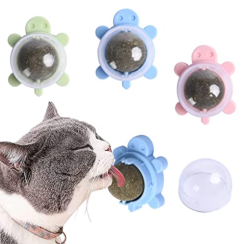 AhLmA 3Er-Pack Katzenminze Catnip Ball 360° Drehbarkatzenminze Katzenminze Spielzeug Ball mit Aufbewahrungsdeckel Für Die Reinigt Effektiv Die Zähne, Steigert Den Appetit von AhLmA