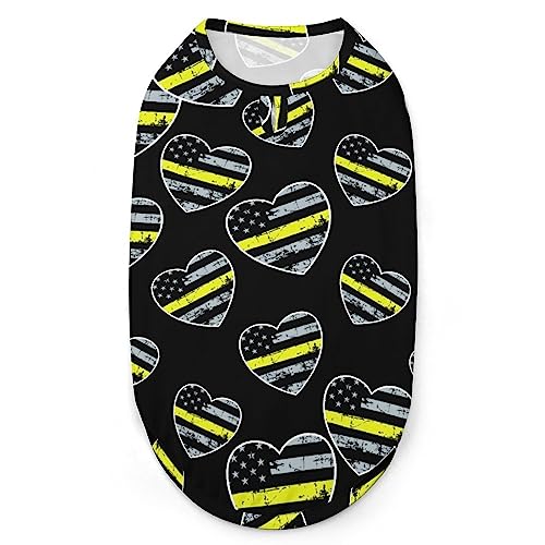 911 Dispatcher Thin Yellow Line Hunde-Shirts, Sommer-Haustier-T-Shirts, weiches, ärmelloses Tank-Top, Haustierkleidung für kleine Welpen und Katzen von Ahdyr