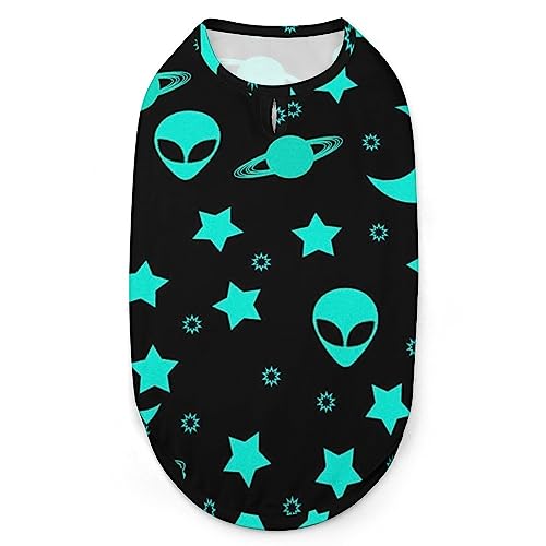 Alien Moon Bedruckte Hunde-Shirts, Sommer-Haustier-T-Shirts, weiche, ärmellose Tank-Top-Haustierkleidung für kleine Welpen und Katzen von Ahdyr