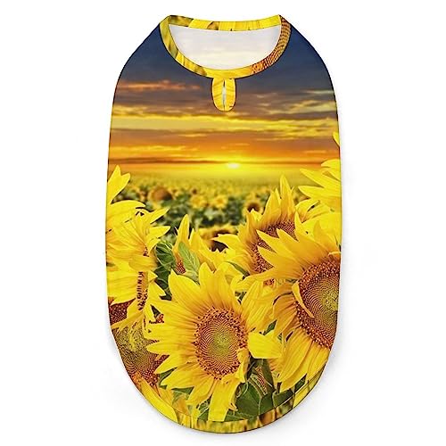 Sonnenblumen-Hunde-Shirts, Sommer-Haustier-T-Shirts, weiches, ärmelloses Tank-Top, Haustier-Kleidung für kleine Welpen und Katzen von Ahdyr