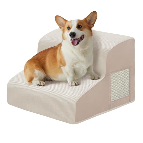 Hundetreppe für Bett, Hundetreppe für kleine Hunde, 2-stufige Hunderampe für Bett, Couch, Sofa und Stühle, rutschfeste Unterseite, Katzenkratzen, hochdichter Schaumstoff, tragbare Haustiertreppe, von Ahpmeoa