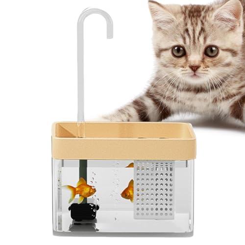 Ahuuen Automatischer Katzenwasserbrunnen, automatischer Hundewasserspender, Transparenter Hundewasserspender, 1500 ml Aquarium-Trinkbrunnen für Haustiere mit Filterbox/geräuschloser Pumpe für Katzen von Ahuuen