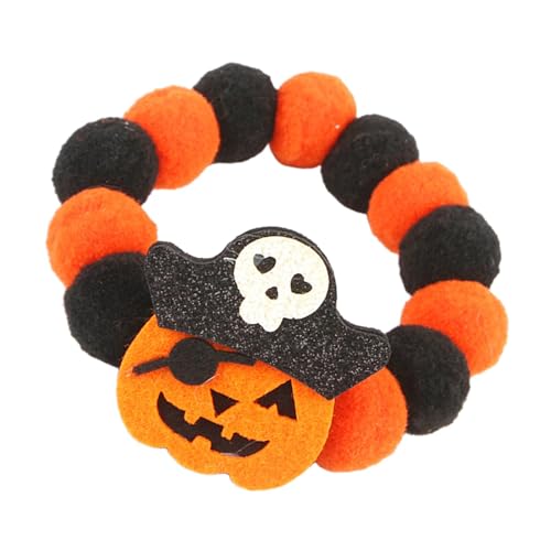 Ahuuen Halloween Welpenhalsband,Halloween Hundefliege, Verstellbares Haustierhalsband, Bequemes Halloween-Hundehalsband, verstellbares Plüsch-Hundehalsband, süße Halloween-Welpen-Halskette von Ahuuen