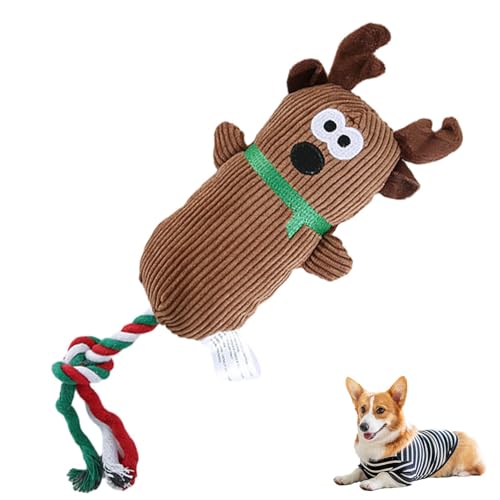 Ahuuen Hunde-Kuscheltier-Kauspielzeug,Plüsch-Hundespielzeug mit Sound, Weihnachtsthema | Weiches Tierspielzeug für die orale Beißjagd, kleine, mittelgroße Hunde, Welpengeschenk, aktives Beißen von Ahuuen