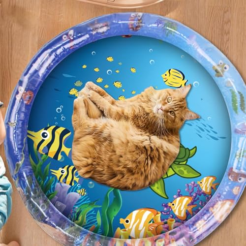 Ahuuen Sensorische Wassermatte | Katze Wasser Spielmatte | Aufblasbare Wassermatte | Baby Spielmatte Sensorisches Spielzeug Für Frühe Entwicklung Aktivitäten Für Kleinkinder & Kleinkinder 3 6 9 von Ahuuen