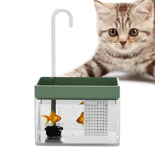 Ahuuen Trinkbrunnen für Haustiere, Trinkbrunnen für Katzen,Transparenter Wasserkatzenbrunnen | 1500 ml Aquarium-Trinkbrunnen für Haustiere mit Filterbox/geräuschloser Pumpe für Katzen und Hunde von Ahuuen