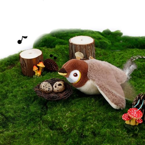 Ahuuen Vogel-Katzenspielzeug | Plüsch-Simulation Eines Zwitschernden Vogels Als Katzenspielzeug | Interaktives Katzenspielzeug | Für Katzenkätzchen Zum Beißen, Kauen Und Treten | Wiederaufladbar von Ahuuen