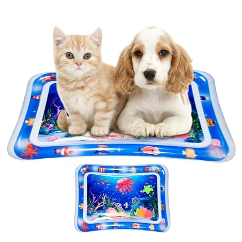 Ahuuen Wasser-Sensormatte Katze | Sensor-Wasserspielmatte | Aufblasbare Tummy Times-Wassermatte | Wassergefülltes Sensorpad | Kreative Katzen-Wasserspiel-Kühlmatte Für Haustiere Und Kinder von Ahuuen