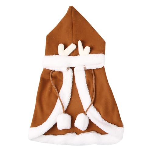 Ahuuen Weihnachts-Hundekleidung, Weihnachts-Haustier-Umhang,Fawn Pet Dress Up Hundeumhang mit Hut - Katzenumhang, Haustier-Weihnachtsoutfit für -Winter, Hunde, Katzen, Kaninchen, tägliche von Ahuuen