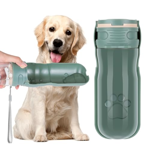 AiQInu 520ML Hunde Trinkflasche, 180° Faltbare Hund Katze Haustiere Auslaufsicher Wasserflasche, Tragbare Hundewasserflasche für Kleine Pet zum Wandern Reisen von AiQInu