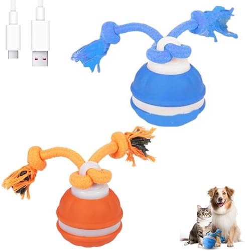 Power Tail 2.0 Dog Toy, Speedy Tail 2.0, interaktiver spielball für katzen, 2025 Neu katzenspielzeug ball elektrisch,Intelligenzspielzeug Hunde, Automatisch Rollender Ball Hundeball für Hunde (2pcs) von AiQiMinHao