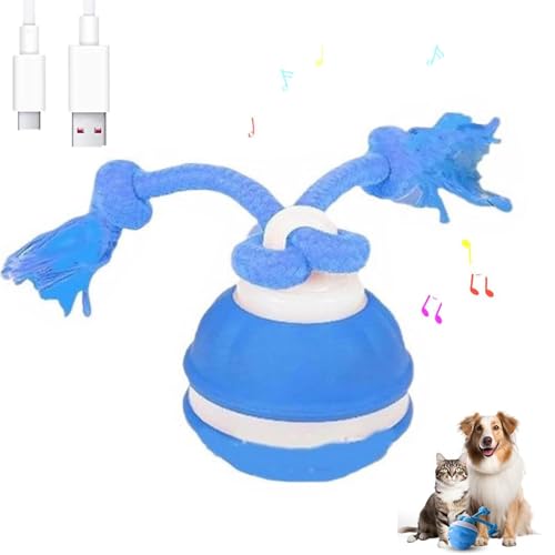 Power Tail 2.0 Dog Toy, Speedy Tail 2.0, interaktiver spielball für katzen, 2025 Neu katzenspielzeug ball elektrisch,Intelligenzspielzeug Hunde, Automatisch Rollender Ball Hundeball für Hunde (Blau) von AiQiMinHao