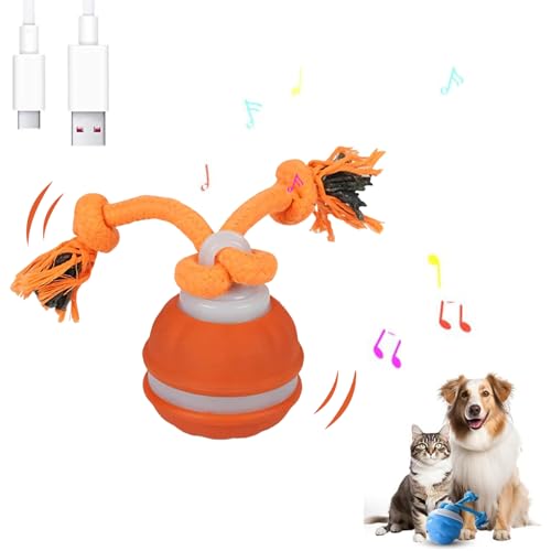 Power Tail 2.0 Dog Toy, Speedy Tail 2.0, interaktiver spielball für katzen, 2025 Neu katzenspielzeug ball elektrisch,Intelligenzspielzeug Hunde, Automatisch Rollender Ball Hundeball für Hunde (Orange) von AiQiMinHao