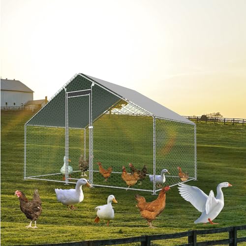 3 x 2 x 2 m Hühnerhaus Freilaufgehege, mit Sicherheitsschloss und Wasserdichtes PE-Tuch, hühnerstall freilaufgehege - für Hühner, Enten, Gänse, Kaninchenn, gehege hühner, hühnerfreilauf gehege von AiSyllxl