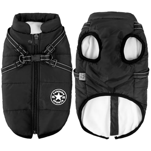 Hundejacken für den Winter Winddicht Wasserdicht 2 in 1 Fleece Wintermantel für Kleine Hundeweste Winter Warme Hunde Jacke Kleines Schwarz S von Aiboria