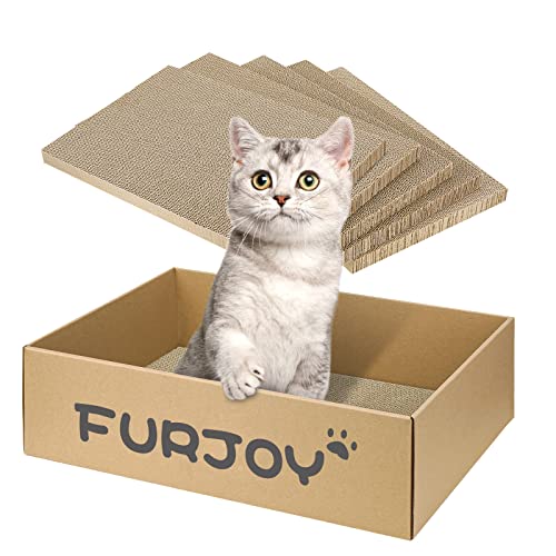 Kratzbrett Katze, 5er-Set Katzenkratzbox mit Bio-Katzenminze, Anti-Rutsch-Matte, 43.5x29.5x14 cm Groß doppelseitige kratzpappe für Katzen von Aibuddy