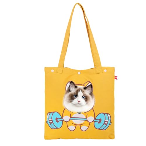 Aibyks Canvas-Katzentragetasche, Haustier-Canvas-Schultertragetasche,Tragbare Brusttasche aus mit Katzenmotiv | Weiche Tragetasche für Kätzchen und Welpen, Haustierbedarf für von Aibyks
