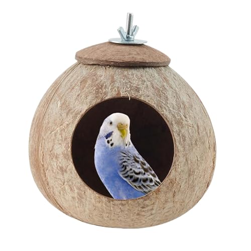 Aibyks Coco Bird Nest für Käfig, Vogelnisthaus,Vogelkäfig Rasting House Coco Shell - Lovebirds Habitat Decor Indoor Outdoor Pet Breeding Hut für Gentoo, Wellenloser von Aibyks