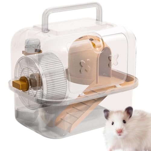 Aibyks Hamster -Reiseträger, tragbare Hamsterkäfige - Lüftungsverfahren für kleines Haustier | Kleine tragbare Hamster mit Käfigen mit spielerischen Zubehör für Reisen und Camping von Aibyks