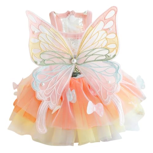 Aibyks Haustier-Prinzessin-Kleid, Hunde-Prinzessin-Kleid, Regenbogen-Haustierkleid für Frühling und Sommer, Wunderschönes Haustierkleid mit Schmetterlingsflügel-Design, Katzenkostüm für den Alltag von Aibyks