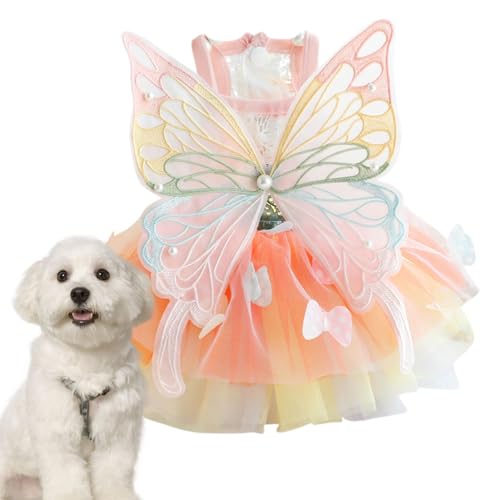 Aibyks Haustier-Prinzessin-Kleid, Hunde-Prinzessin-Kleid - Regenbogen-Haustierkleid für Frühling und Sommer,Schmetterlingsflügel-Design, Katzenkleidung, Katzenkleidung, Kleider für Frühling und von Aibyks