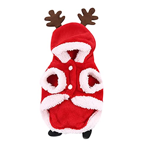 Aibyks Hund Santa Hoodie Weihnachtsmantel, warme weiche Haustiere Weihnachtskleidung mit Rentier, Hunde-Winter-Outfits für kleine mittlere und große Hunde von Größe XS bis 2XLarge von Aibyks