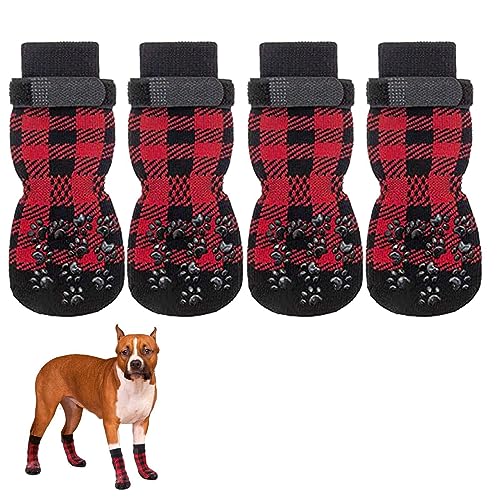 Aibyks Hundegriffsocken, Hundeschuhe,Winter-Hundepfoten-Schuh-Socken - Rutschfester Weihnachtspfotenschutz, Sockenpfotenschutz für mittelgroße und kleine Haustiere, Hunde und Katzen von Aibyks