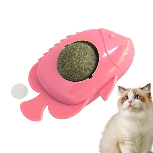 Aibyks Katzen-Nip-Bälle,Katzen-Nip-Bälle - Selbstklebende 360° drehbare Katzenminze-Rollerball-Wand - Niedliche, fischförmige, natürliche, gesunde Katzen-Wand-Leckereien für Katzen zum Spielen, Wand-, von Aibyks