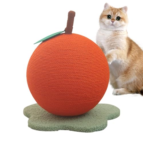 Aibyks Katzen-Sisalball, Sisalball-Katzenspielzeug,Orangefarbenes Kratzspielzeug - Sisal-Kratzball, Katzenballspielzeug, lustiger Krallenball für Katzen, unterhaltsames Katzenspielzeug von Aibyks