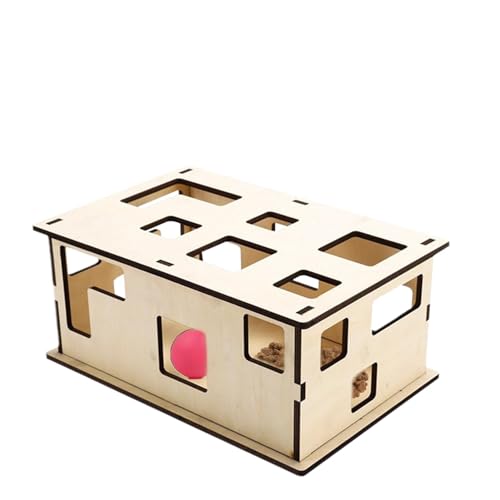 Aibyks Katzenfutter-Puzzle, Katzenlabyrinth-Spielzeug | Lernspielzeugkiste für Katzen aus Holz, mit Mehreren Löchern - Interaktives Katzenspielzeug zum Spaß, REGT die Entdeckungslust von von Aibyks