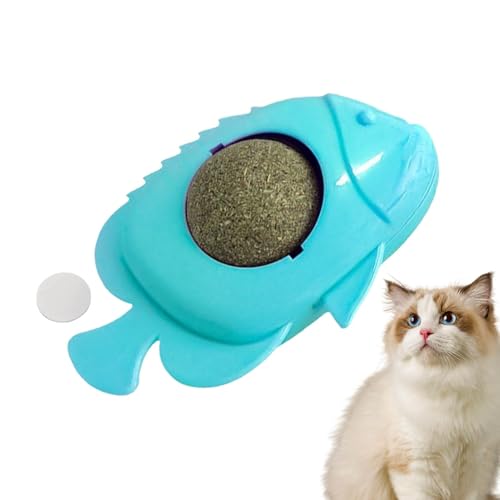 Aibyks Katzenminze-Ball, Katzenminze-Ball | 360° drehbare Katzenminze-Rollerballwand zum Reinigen der Zähne - Gesunde süße Katzen-Wandleckereien in Fischform für Bett, Sofa, Tür, Wand, Fenster von Aibyks