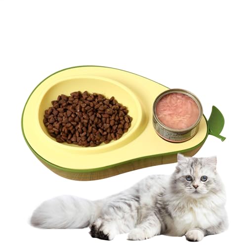 Aibyks Kitten Food Bowl, Kätzchen -Fütterungsschale | 690 ml Doppelhund Avocado Form Wasserschale | Anti-Choking-Katzen-Lebensmittel-Utensilien, Großkaliber-Haustierversorgungen für kleine Hunde von Aibyks