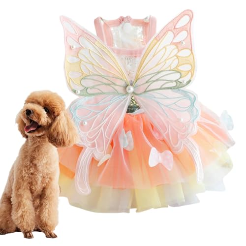 Aibyks Regenbogen-Hundekleid, Katzen-Prinzessinnenkleid,Frühling und Sommer süße Regenbogen-Katzenkleidung - Wunderschönes Haustierkleid mit Schmetterlingsflügel-Design, Katzenkostüm für den Alltag von Aibyks