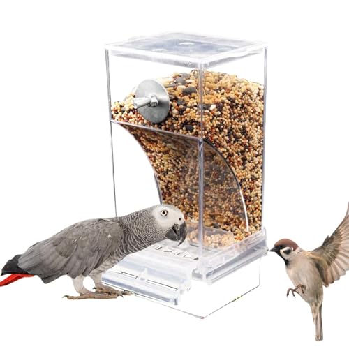 Aibyks Vogelkäfig-Futterstation, automatische Vogelfutterstation ohne Unordnung | Automatische Papageienfutterspender aus transparentem Acryl,Papageien-Futterstation für Nymphensittiche, von Aibyks