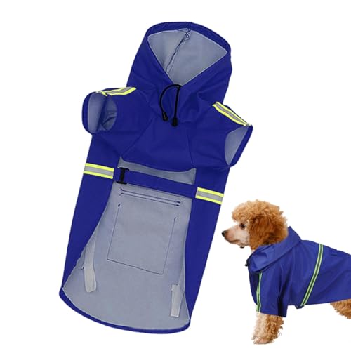 Aibyks wasserdichte Hundejacke, Hunderegenmantel | Leicht tragbare Haustier-Regenjacke,Verstellbarer Haustier-Mantelponcho mit Kapuze und reflektierendem Streifen, gut sichtbare, atmungsaktive von Aibyks