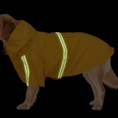 Aibyks wasserdichte Hundejacke, Hunderegenmantel | Leicht tragbare Haustier-Regenjacke,Winddichter Regenmantel. Leicht tragbarer, atmungsaktiver, Verstellbarer Haustiermantel mit Kapuze zum von Aibyks