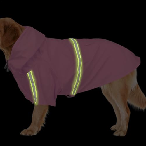 Aibyks wasserdichte Hundejacke, Hunderegenmantel - Wasserdichter Hundeponcho mit reflektierendem Streifen | Verstellbarer Haustier-Mantelponcho mit Kapuze und reflektierendem Streifen, gut sichtbare, von Aibyks