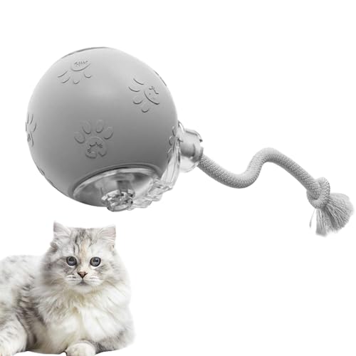 Interaktiver Katzenball – Aktiver Rollball Mit Schwanz Für Hunde | 3 Modi Automatische Schnell Rollende Interaktive Katzenspielzeugbälle | Chirping & Motion Cat Teaser Ball Für Katzen Und Hunde (Grau) von Aibyks