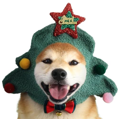 Weihnachts Haustiermütze – Süßes Weihnachts Haustierkostüm | Lustige Weihnachtsbaum Hundekopfbedeckung, Katzenmütze | Weiches Haustier Weihnachtskostüm Outfit Für Weihnachten Cosplay Party (M) von Aibyks