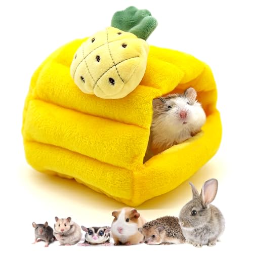 Aichillatum Weiches Hamsterbett aus Baumwolle, waschbar, niedliches Meerschweinchen-Versteck Kaninchenbett (Ananas-Stil, S) von Aichillatum